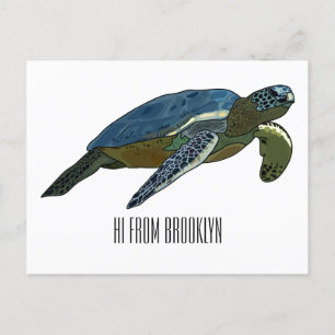 Postal Ilustracion personalizado de tortugas marinas