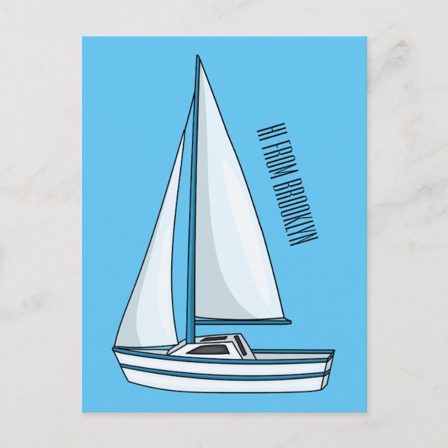 Postal Ilustracion personalizado de velero (Anverso)