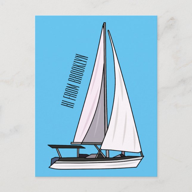 Postal Ilustracion personalizado de velero (Anverso)