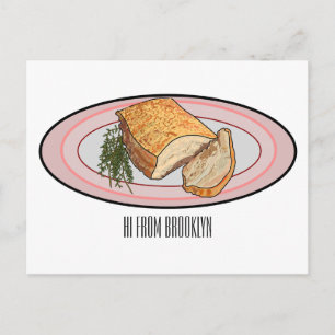 Postal Ilustracion personalizado del vientre de cerdo asa