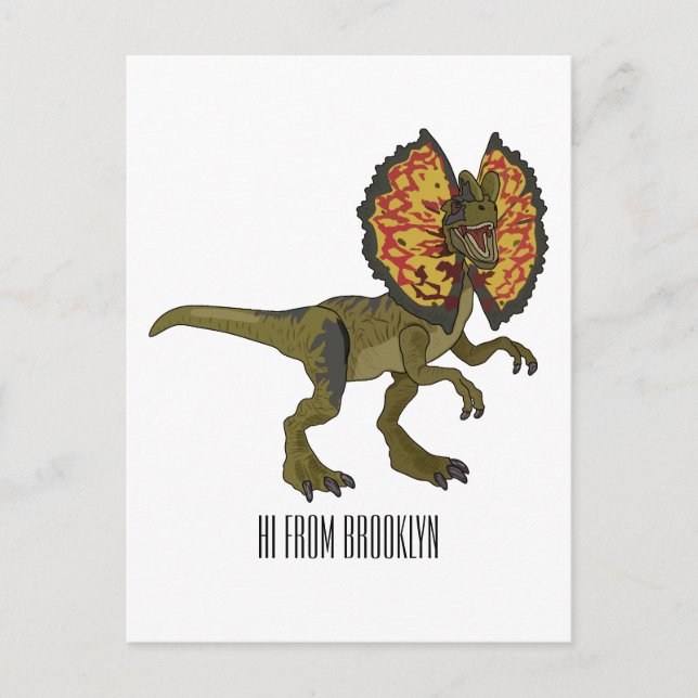 Postal Ilustracion personalizado Dilophosaurus (Anverso)