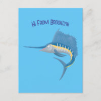 Ilustracion personalizado divertido de pez espada