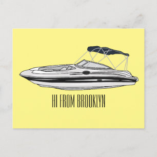 Postal Ilustracion personalizado en motocicleta