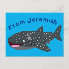 Postal Ilustracion personalizado feliz de tiburón ballena