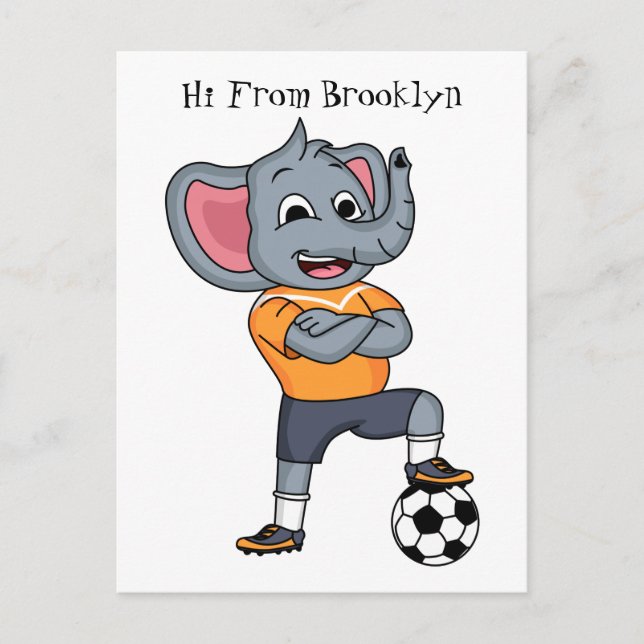 Postal Ilustracion personalizado futbolista elefante (Anverso)