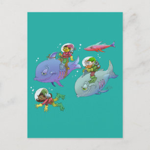 Postal Ilustracion personalizado Gnomes y allí amigos del