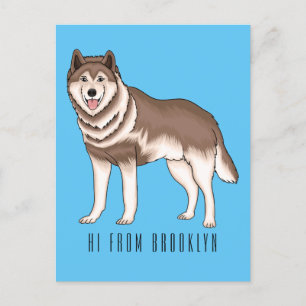 Postal Ilustracion personalizado husky siberiano