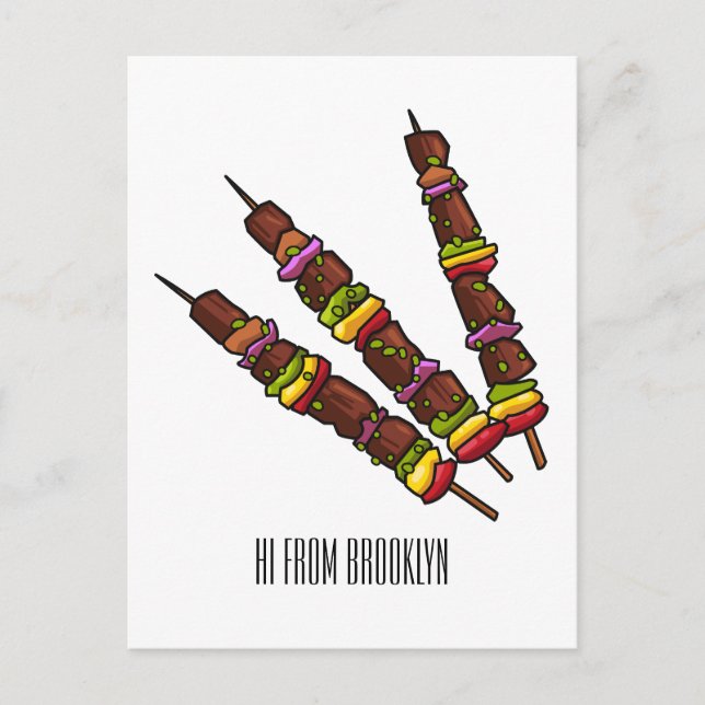 Postal Ilustracion personalizado kebab o kabob (Anverso)