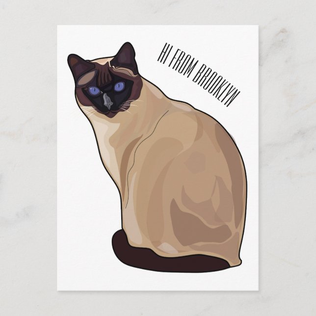 Postal Ilustracion personalizado siamés (Anverso)