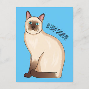 Postal Ilustracion personalizado siamés