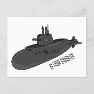 Postal Ilustracion personalizado submarino
