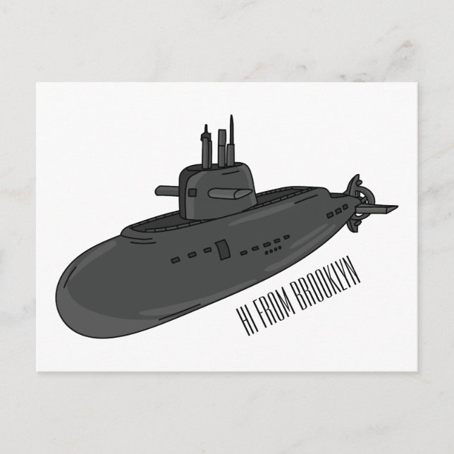 Postal Ilustracion personalizado submarino (Anverso)