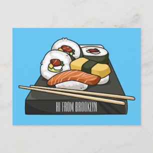 Postal Ilustracion personalizado Sushi