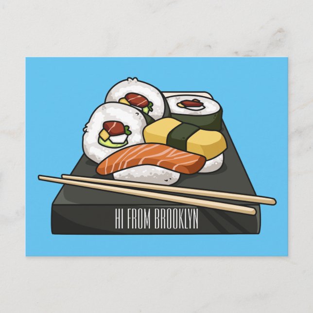 Postal Ilustracion personalizado Sushi (Anverso)