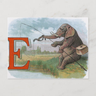 Postal Ilustracion pesquero de Elephant
