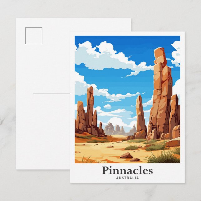 Postal Ilustracion Pinnacles Australia Travel Potrait (Anverso / Reverso)