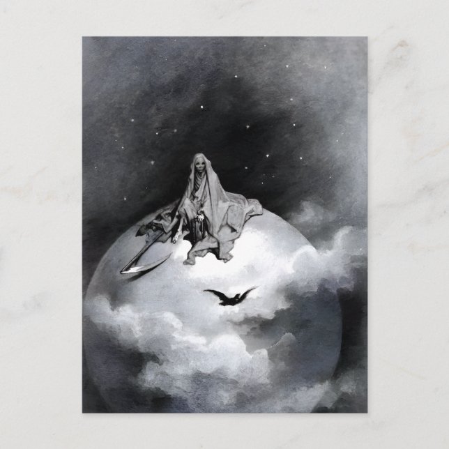 Postal Ilustracion Poe Raven por Gustave Dore (Anverso)