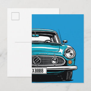 Postal Ilustración Pop Art de la parte delantera de un au