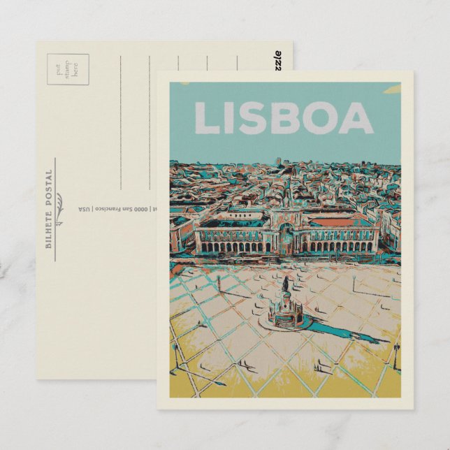 Postal Ilustracion Praça do Comercio, Lisboa (Anverso / Reverso)