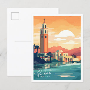 Postal Ilustracion Rabat Morocco Africa Travel Place