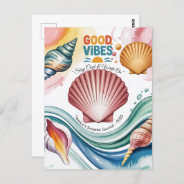 Postal Ilustracion Retro Beach de Summer Vibes