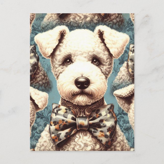 Postal Ilustracion Retro Bedlington Terrier (Anverso)
