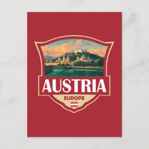 Postal Ilustración retro de Austria Insignia