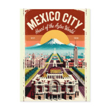 Ilustración Retro de la Ciudad de México Viaje