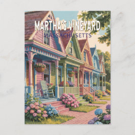 Postal Ilustración retro de Martha's Vineyard Massachuset
