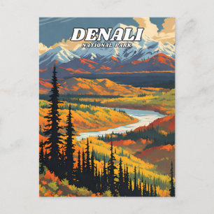 Postal Ilustracion retro decorativo del Parque Nacional D