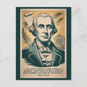 Postal Ilustración retro del cuarto presidente James Madi