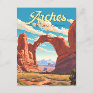 Postal Ilustración Retro del Parque Nacional Arches