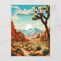 Ilustración Retro del Parque Nacional Joshua Tree