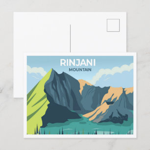 Postal Ilustracion Rinjani Indonesia