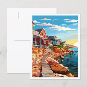 Postal Ilustracion Rockport Texas Travel Vintage