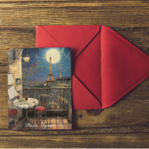 Postal Ilustración romántica de la Torre Eiffel en París,