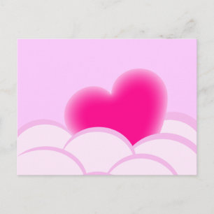 Postal Ilustracion romántico con corazón y burbujas