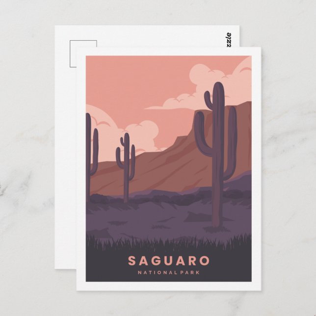 Postal Ilustracion Saguaro Arizona (Anverso / Reverso)
