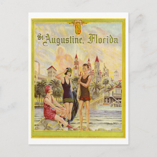 Postal Ilustracion San Agustín Florida de los años 20 (Anverso)