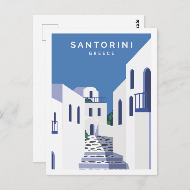 Postal Ilustracion Santorini Grecia Famoso Travel Place (Anverso / Reverso)
