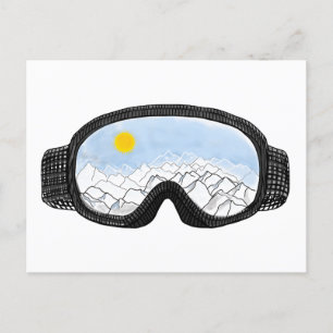 Postal Ilustracion Ski Goggles Mountain View