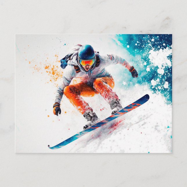 Postal Ilustracion Snowboarder (Anverso)