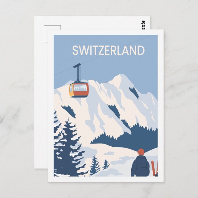 Postal Ilustracion Suiza Famoso de Viajes (Anverso / Reverso)