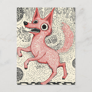 Postal Ilustración surrealista del zorro rojo - Arte indi