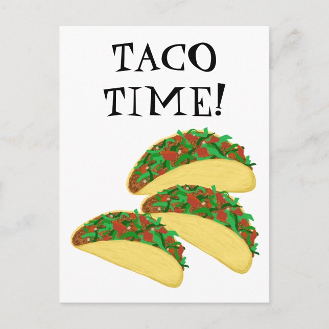 Postal ILUSTRACION TACO TIME Delicious Tacos (Anverso)