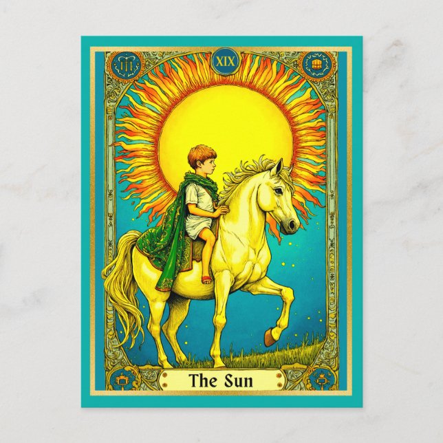 Postal Ilustracion Tarot Card, El Sol (Anverso)
