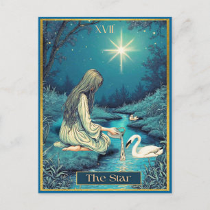 Postal Ilustracion Tarot Card, La Estrella
