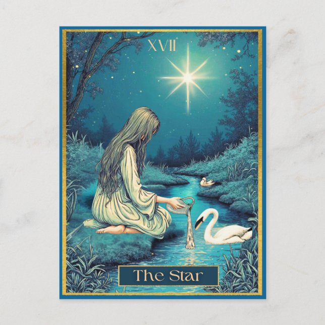 Postal Ilustracion Tarot Card, La Estrella (Anverso)