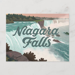 Postal Ilustración texturizada vintage de las cataratas d
