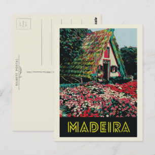 Postal Ilustracion típico de Madeira Portugal